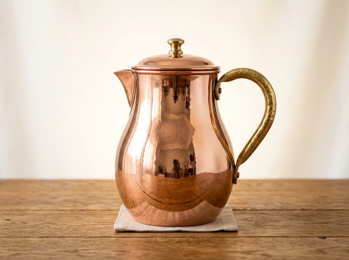 4YORKARE Heavy Pure Copper Pitcher Jug (1500 ML / 50.7 Fl Oz) with Ergonomic Brass Handle